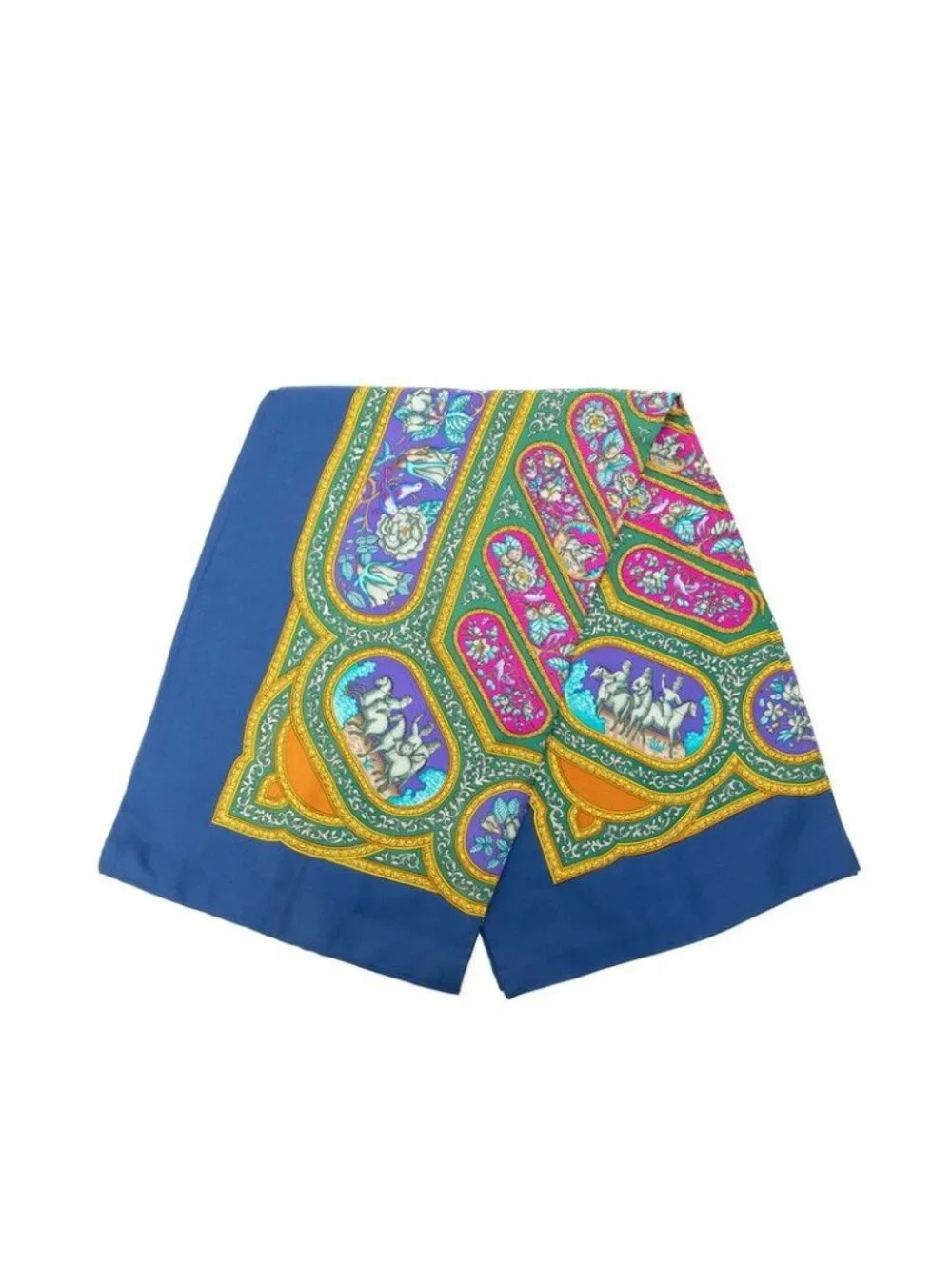 Hermes Qalamdan Scarf Blue Silk